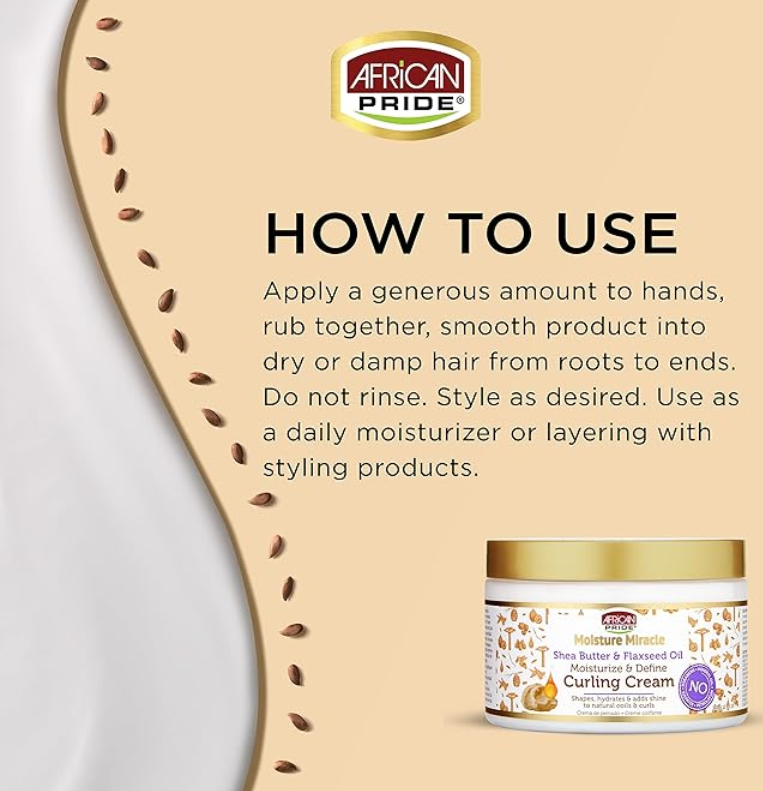 African Pride Moisture Miracle Shea Butter & Flaxseed Oil Curling Cream – 350ml