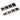 A full set of black BaBylissPRO® Premium Clipper Guards (FXPCG) with metal clips, displayed neatly on a clean surface. The guards are shown in various sizes, highlighting their sturdy construction and professional design.