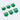 Set of six green hair clipper comb attachments on a white background