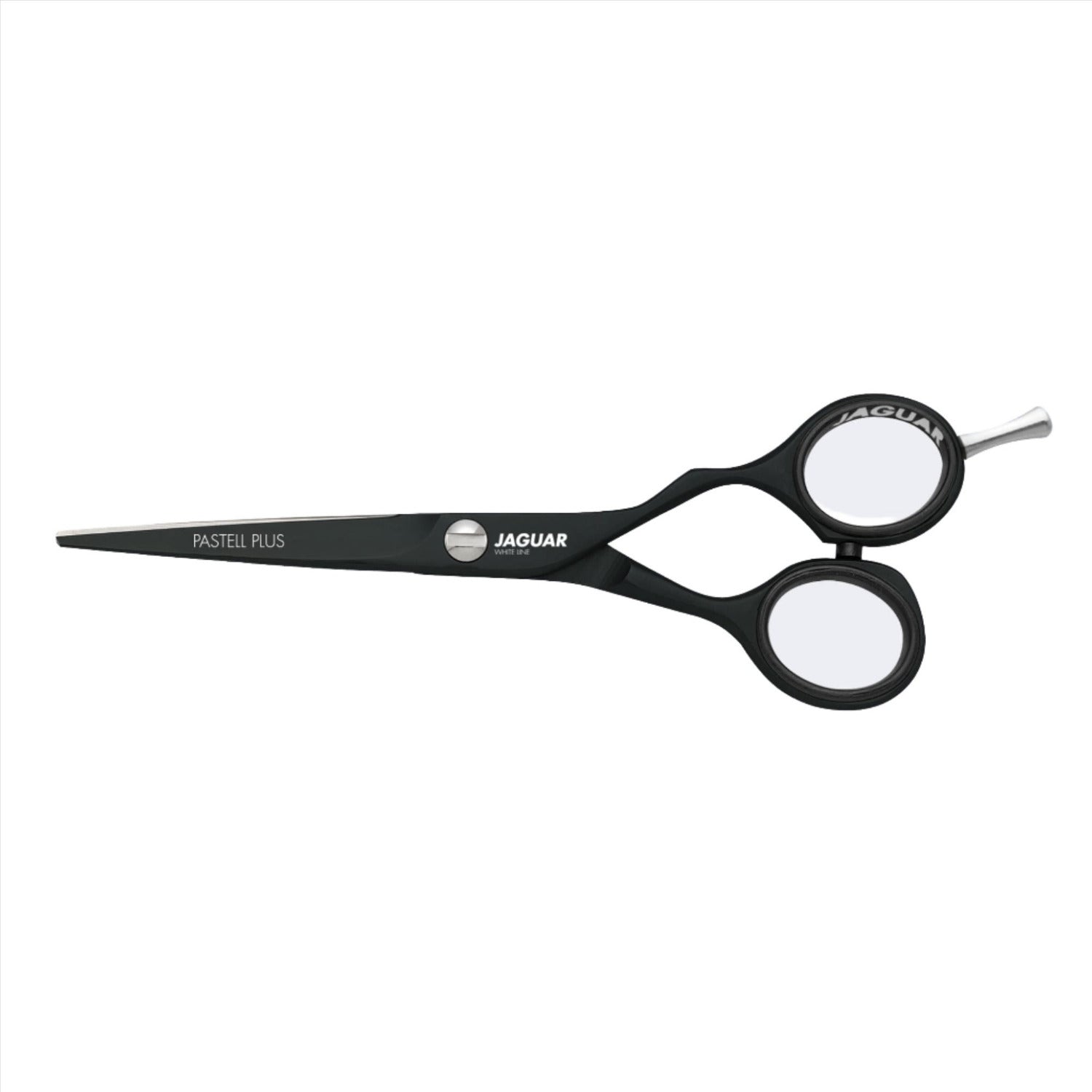  JAGUAR PASTELL PLUS Black Lava 47522C shears – 5.5-inch professional hair cutting scissors with ergonomic offset handle and matte black finish.