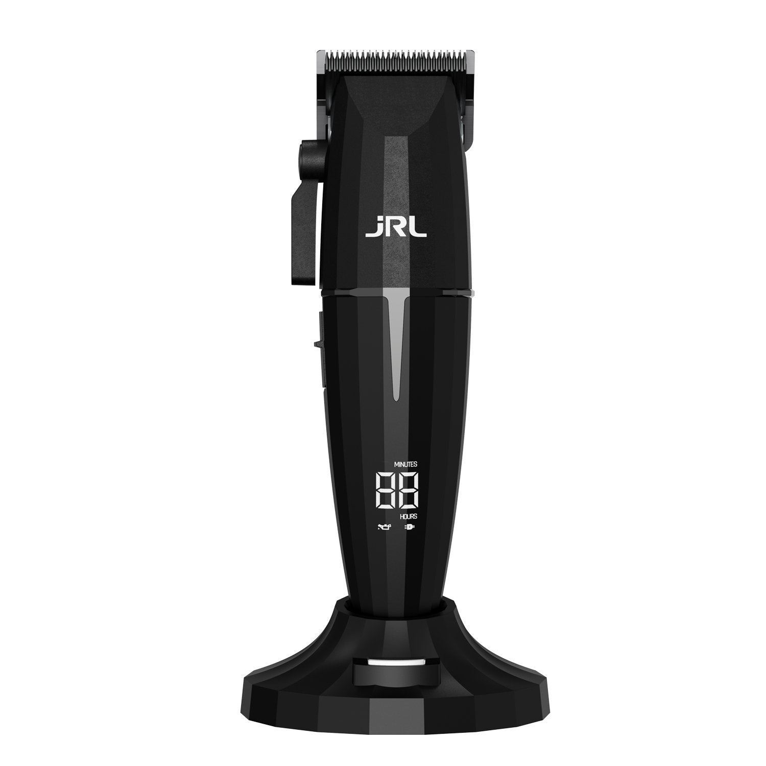  JRL Onyx Professional Cordless Hair Clipper with charging stand and accessories – sleek black design