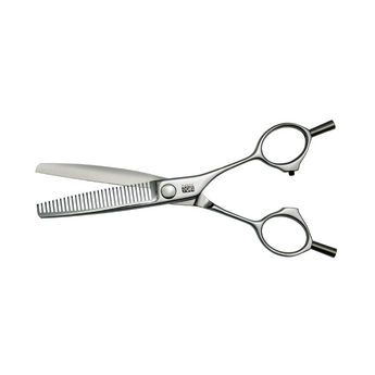 KASHO Left-Handed Reversible Texturizer – 6.0-inch, 30 teeth, VG-10W steel, satin finish, offset ergonomic handle