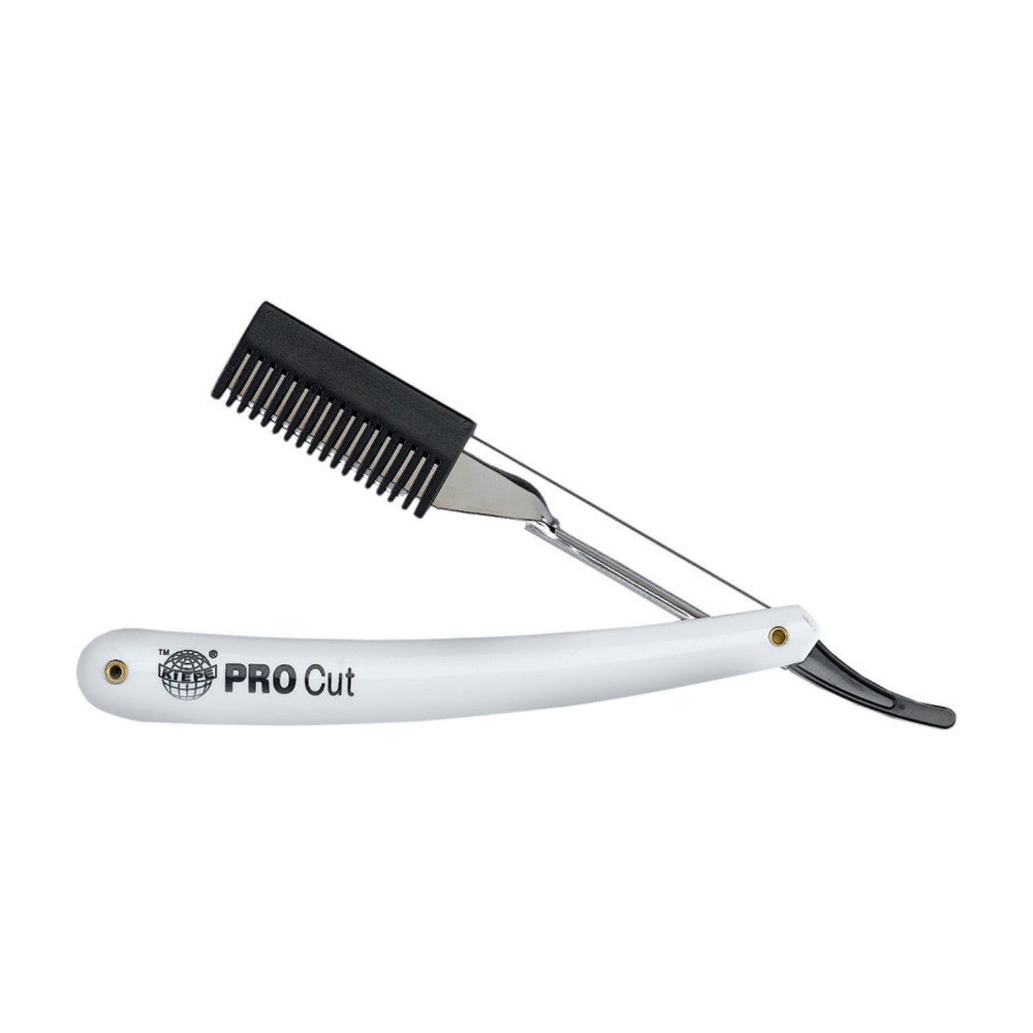 Kiepe PRO Cut Professional Hairdressing Razor with detachable comb attachment, showcasing ergonomic design and precision craftsmanship